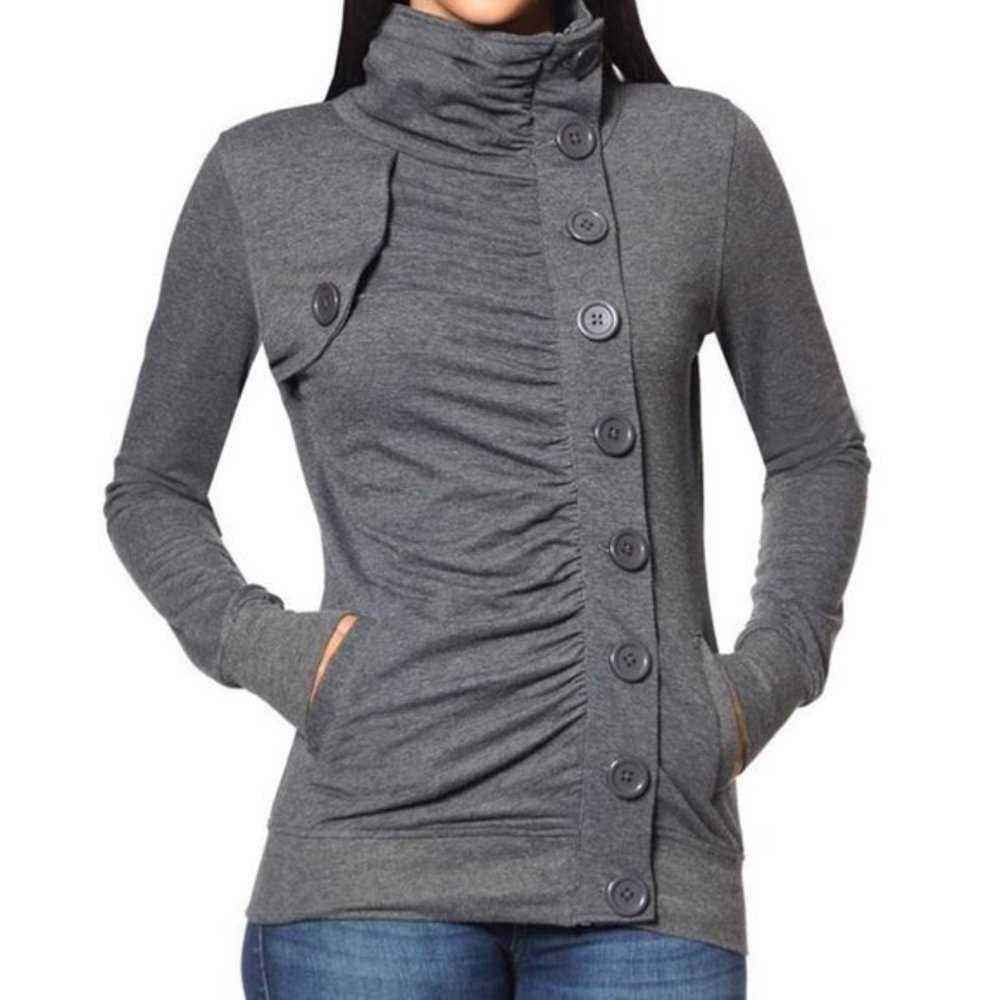 Zip up button detailed jacket